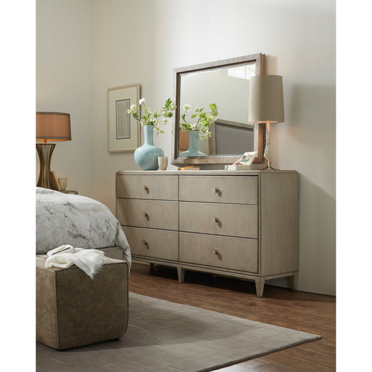 Elixir Dresser by Hooker Furniture in greige. Made from chinese walnut veneers in a modern style.