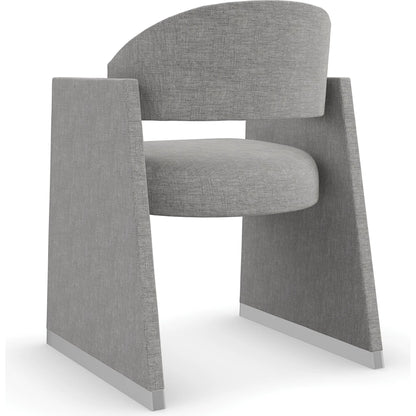 Polish Off Dining Chair by Caracole in gray, silver and polished silver. Made from unique in a transitional style.