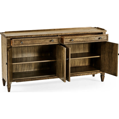 Casual Accents Medium Driftwood Credenza by Jonathan Charles in medium driftwood. Made from acacia in a modern style.