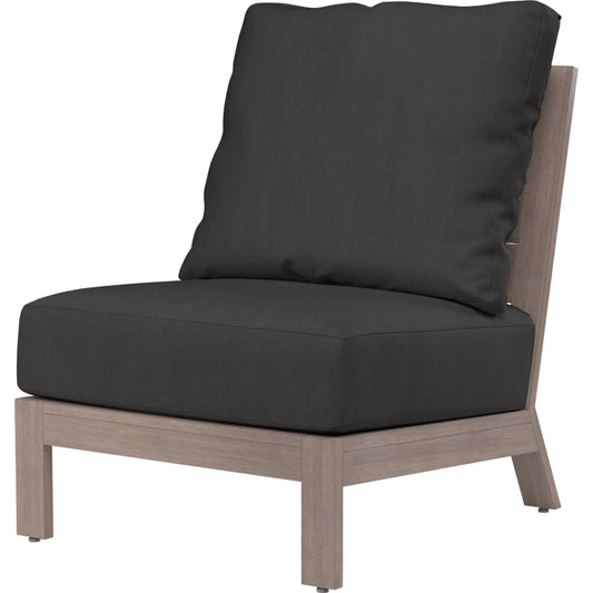 Laguna Outdoor Armless Club in Canvas Flax by Sunset West in browns. Made from aluminum in a modern style.