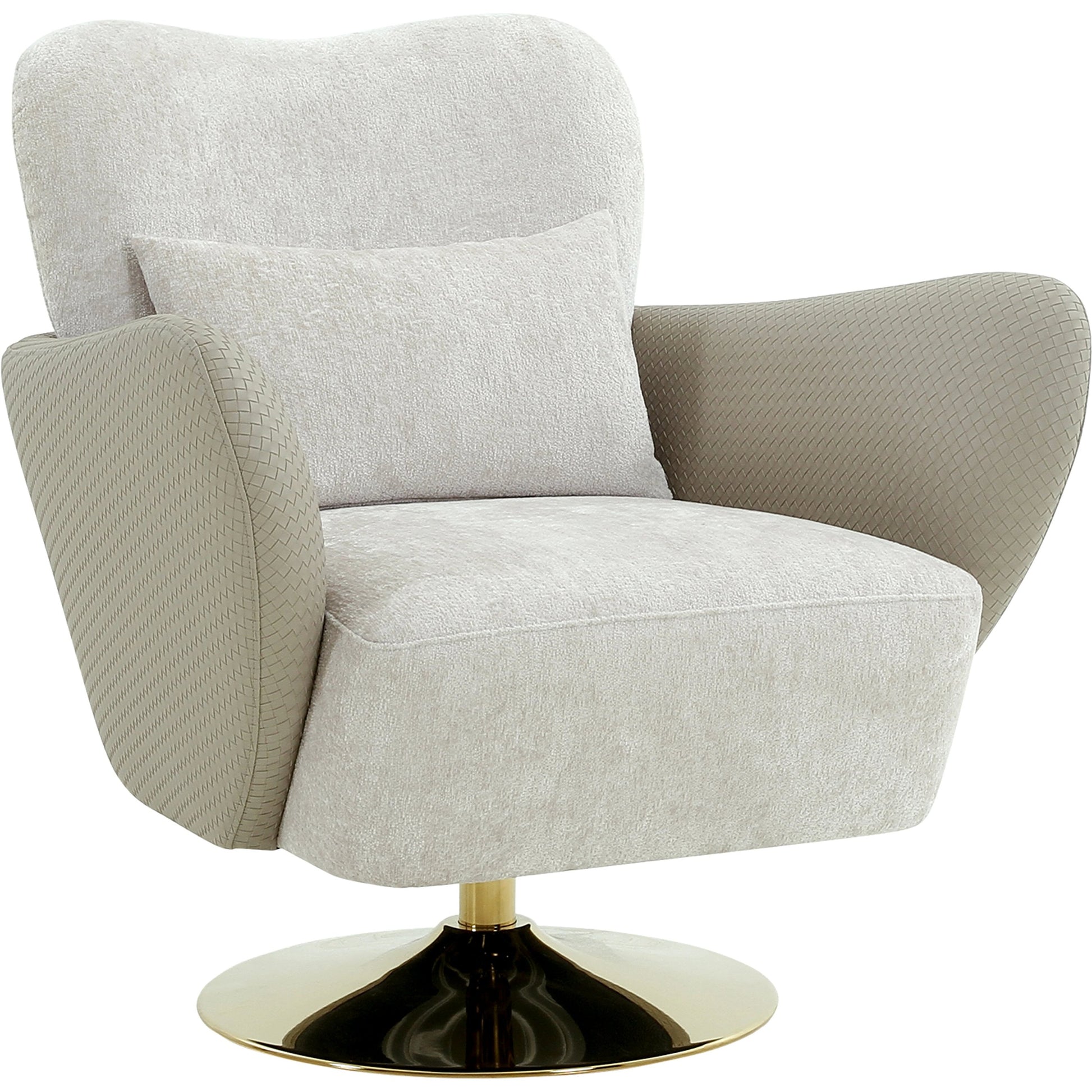 Mercer Swivel Lounge Chair by Pasargad Home in beige. Made from polyester in a modern style.