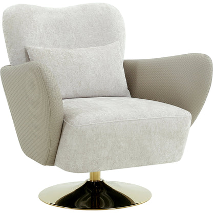 Mercer Swivel Lounge Chair by Pasargad Home in beige. Made from polyester in a modern style.