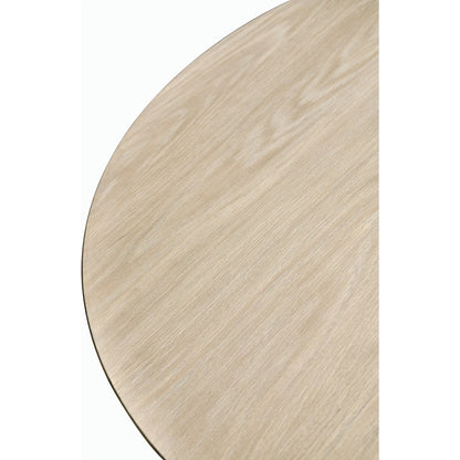 Water Seamount Oak Pedestal Table by Jonathan Charles in beige and bleached oak. Made from oak in a modern style.