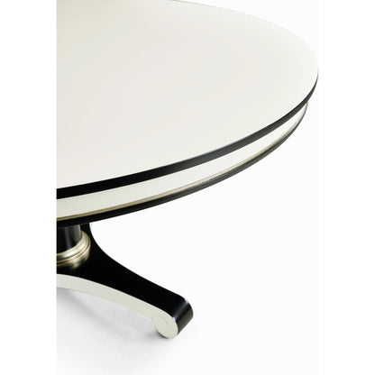 Reimagined Dipole Biedermeier Dining Table by Jonathan Charles in lacquered black. Made from acacia in a modern style.