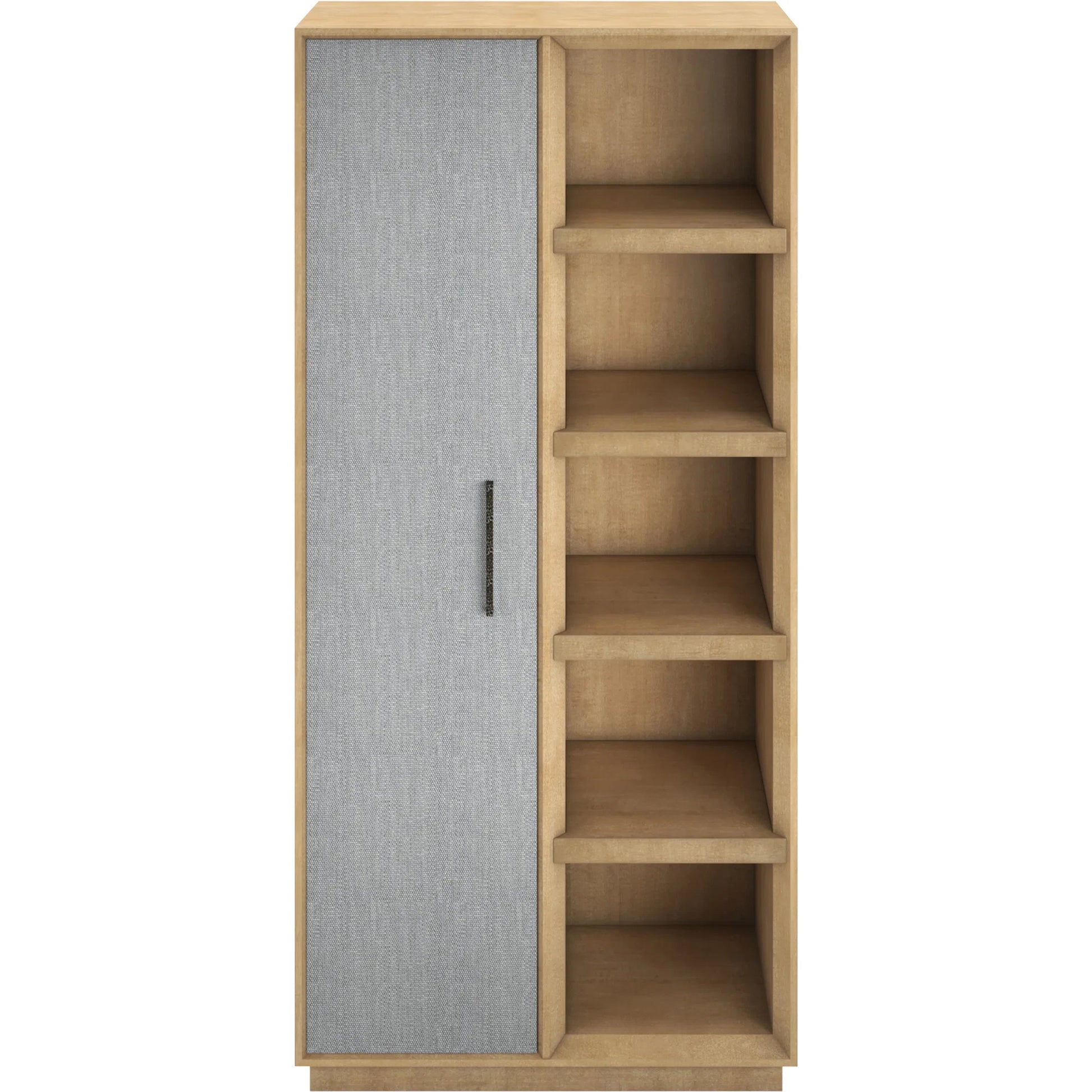 Loft Etagere Bookcase by A.R.T. Furniture in brown and natural maple. Made from poplar, rubberwood, figured maple, fabric in a modern style.