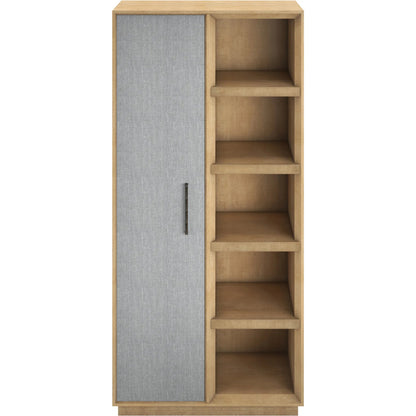 Loft Etagere Bookcase by A.R.T. Furniture in brown and natural maple. Made from poplar, rubberwood, figured maple, fabric in a modern style.