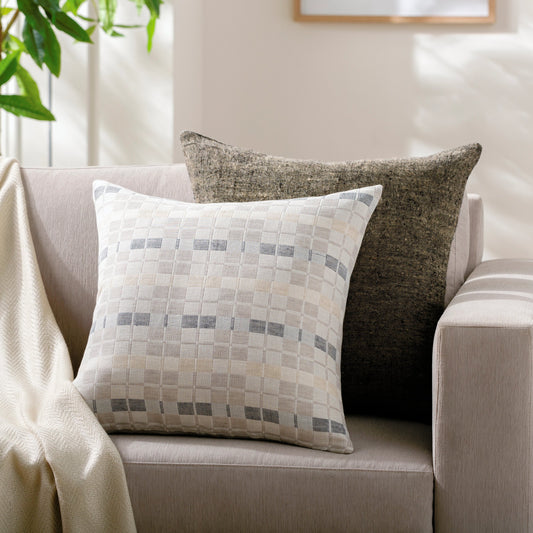Divya Pillow - 481856 by Surya in light beige. Made from front: 60% linen, 40% cotton, back: 60% linen in a modern style.