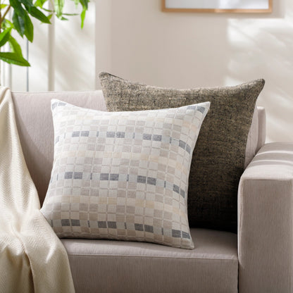 Divya Pillow - 481856 by Surya in light beige. Made from front: 60% linen, 40% cotton, back: 60% linen in a modern style.