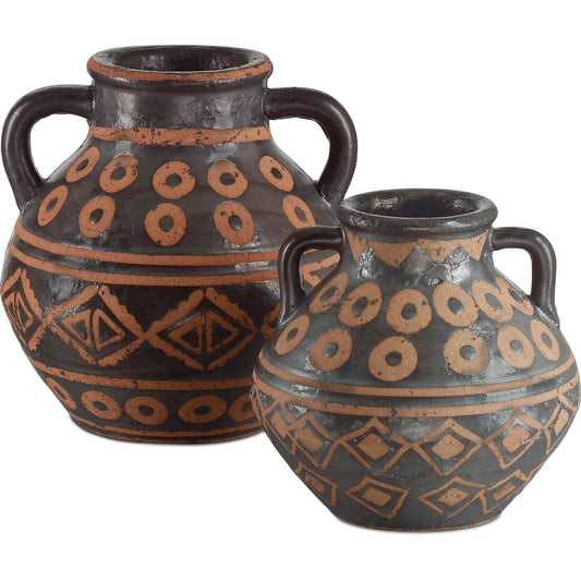 Nought Vase Set by Currey and Company in black, brown. Made from terracotta in a eclectic & global style.