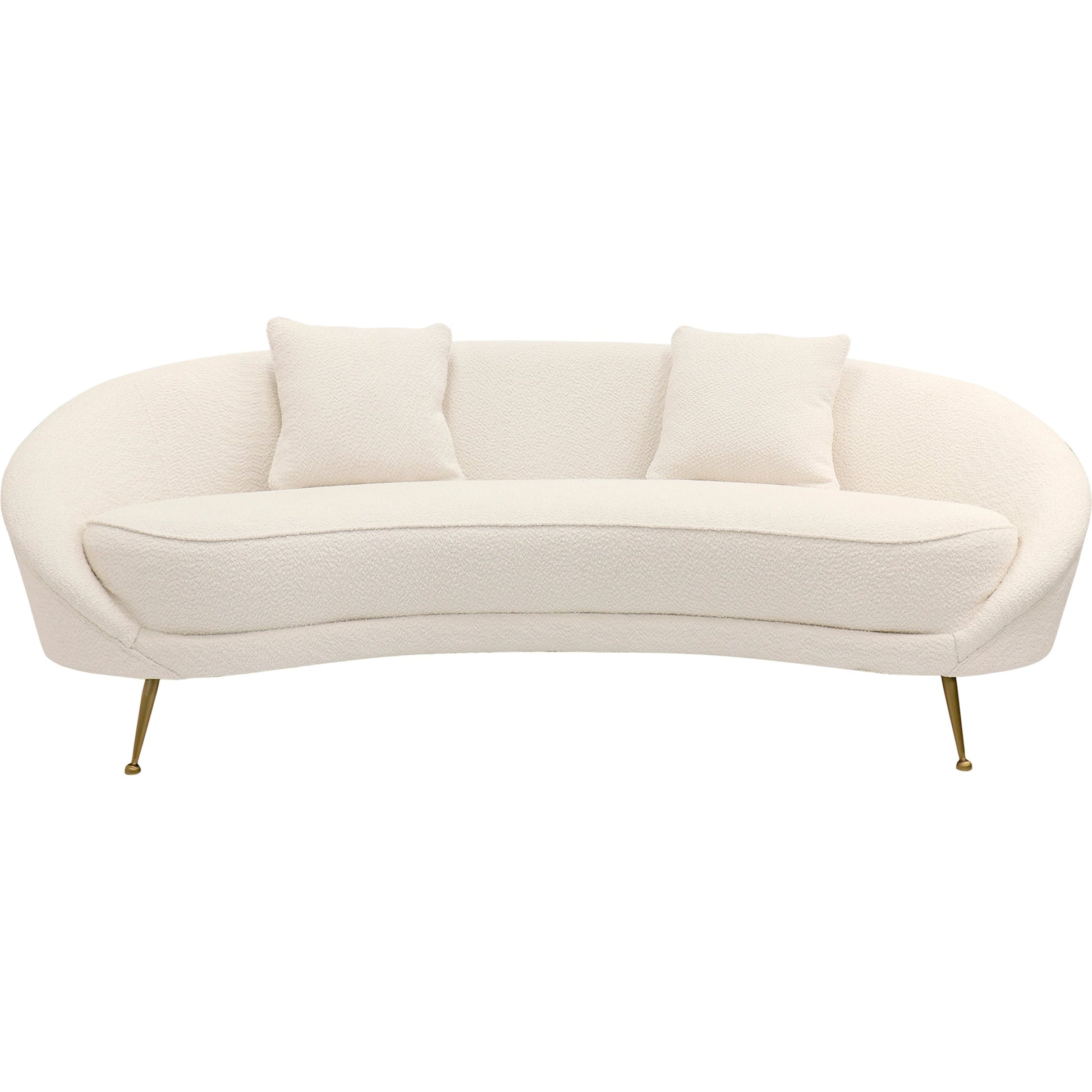 Vicenza Curved Sofa by Pasargad Home in ivory. Made from polyester fabric in a modern style.