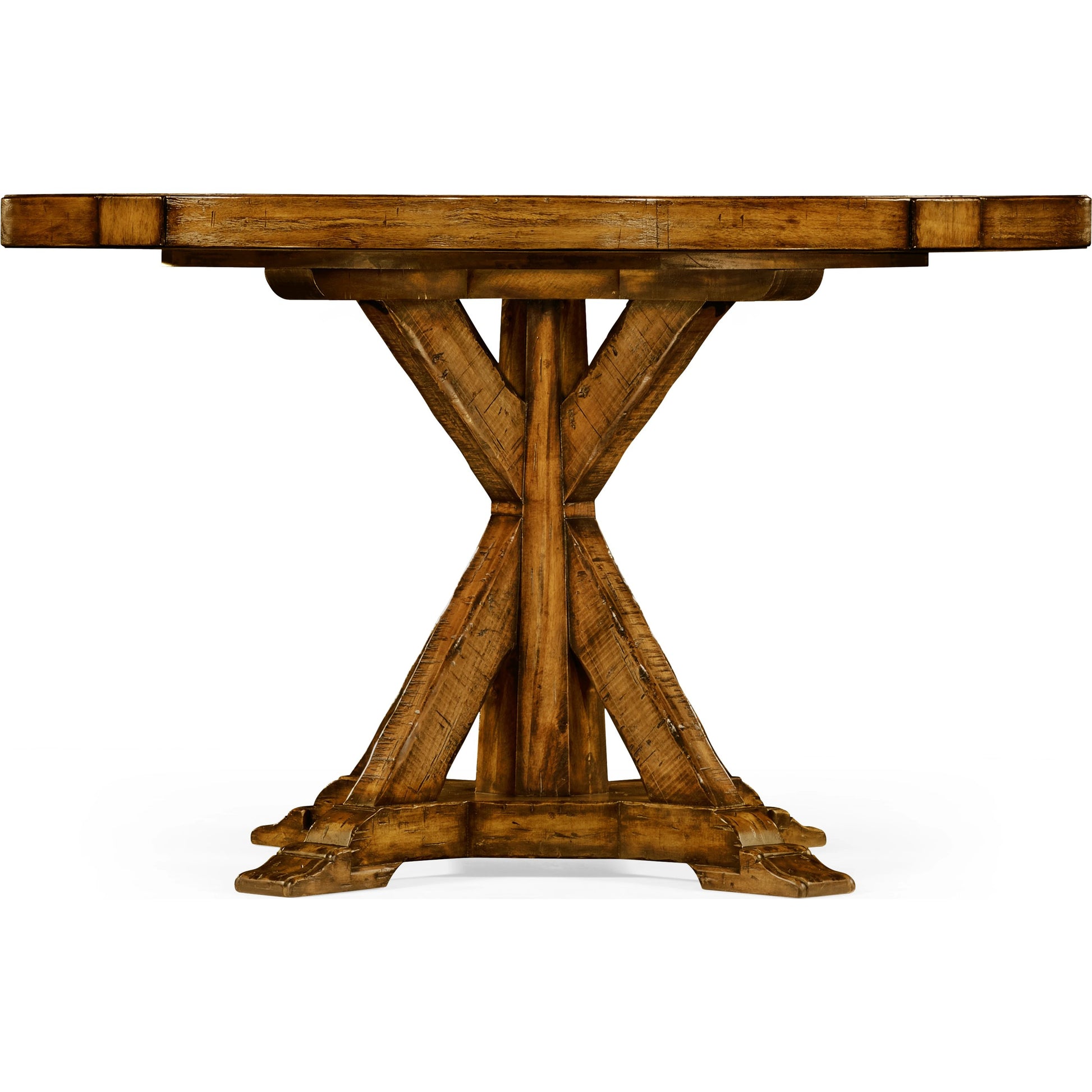 Casual Accents Country Walnut Round Wood Dining Table by Jonathan Charles in country farmhouse walnut. Made from acacia in a rustic style.