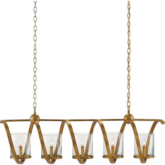 Maximus Chandelier by Currey and Company. Made from wrought iron, glass in a modern style.