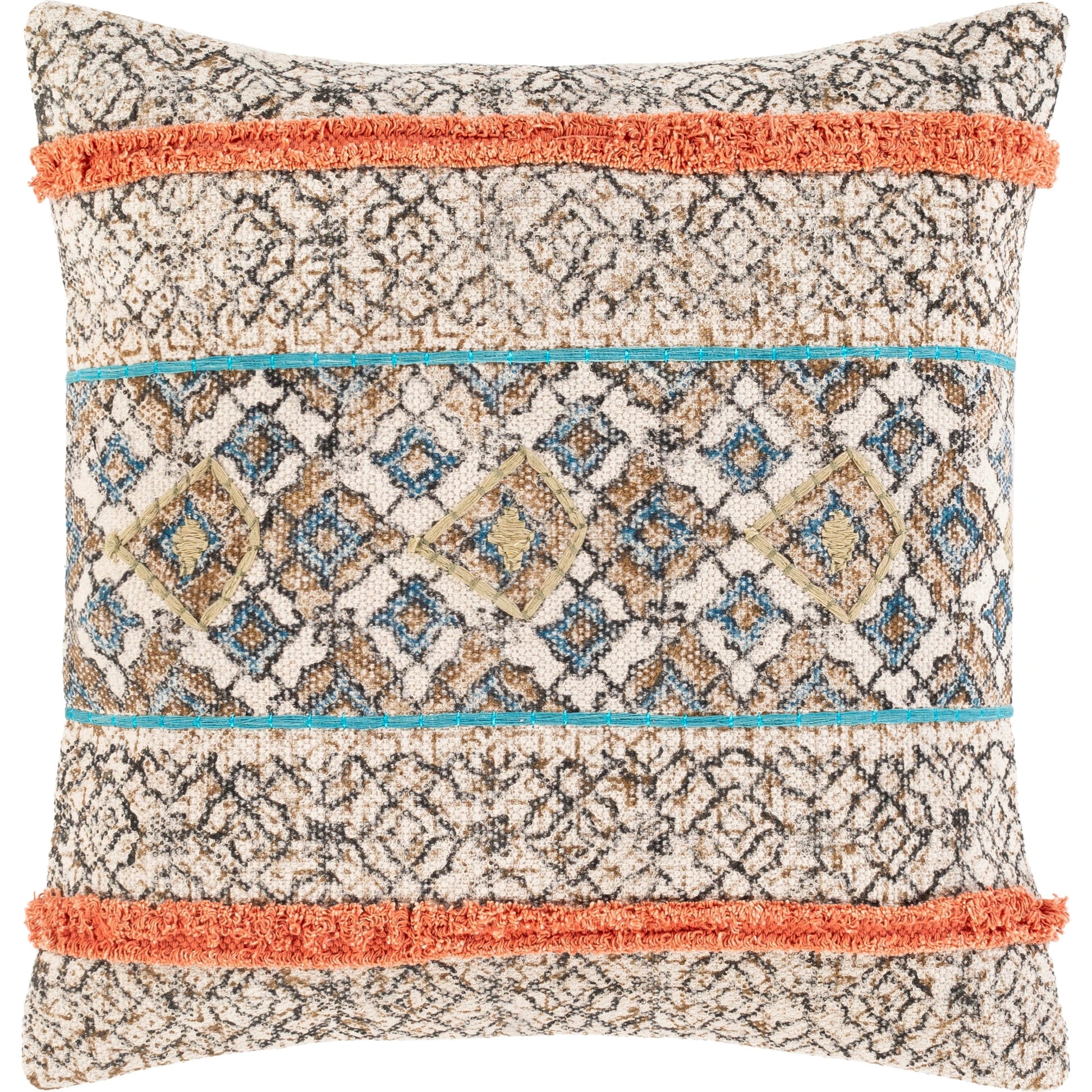 Dayna Pillow - 30931 by Livabliss in beige, orange. Made from 100% cotton in a eclectic & global style.