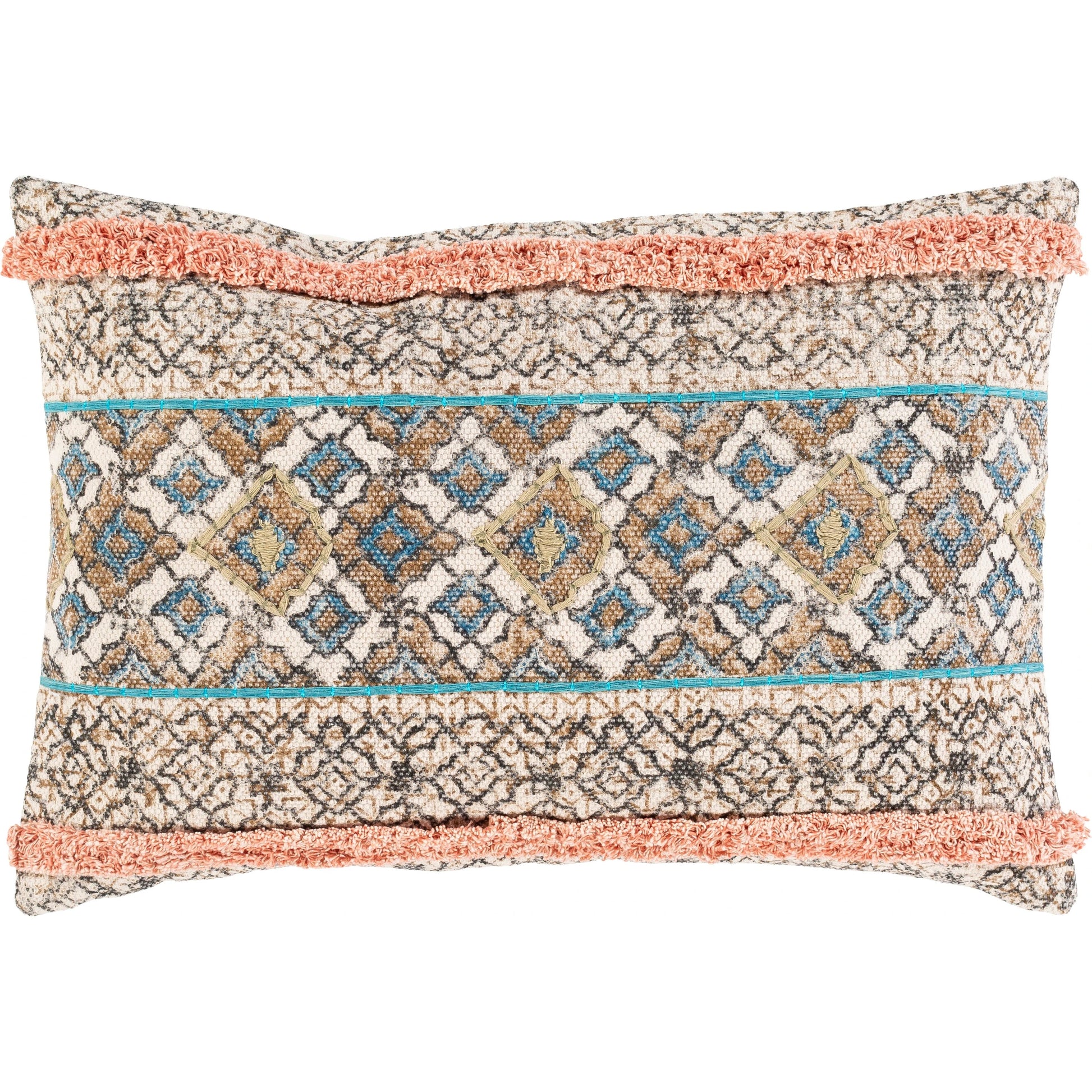 Dayna Pillow - 25939 by Livabliss in beige, orange. Made from 100% cotton in a eclectic & global style.