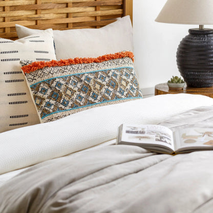 Dayna Pillow - 25939 by Livabliss in beige, orange. Made from 100% cotton in a eclectic & global style.