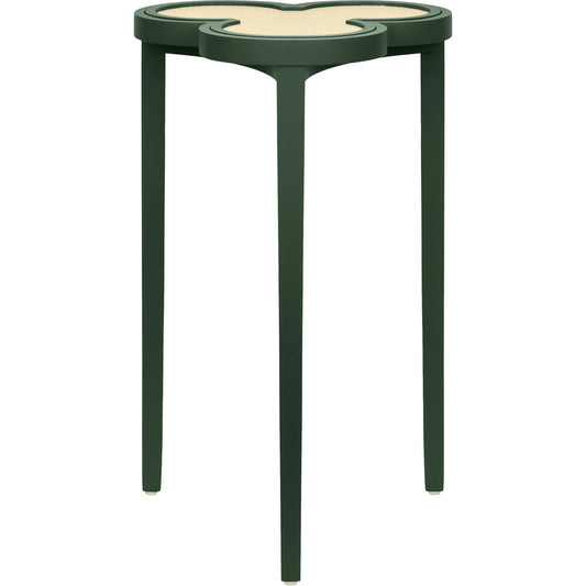 Dylan Clover Cigar Table by Worlds Away. Made from solid wood, mdf, rattan in a eclectic & global style.