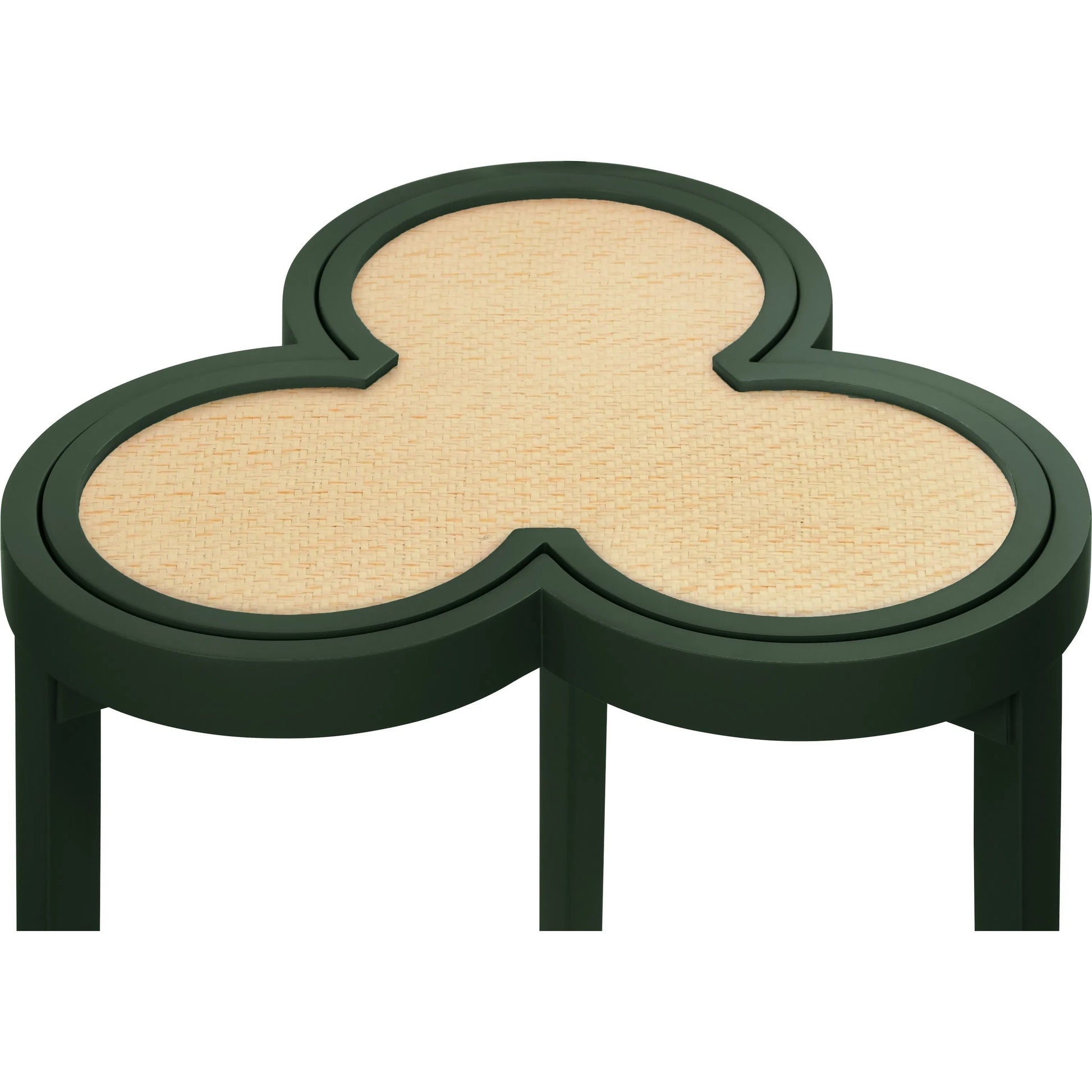 Dylan Clover Cigar Table by Worlds Away. Made from solid wood, mdf, rattan in a eclectic & global style.