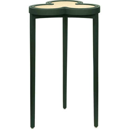 Dylan Clover Cigar Table by Worlds Away. Made from solid wood, mdf, rattan in a eclectic & global style.