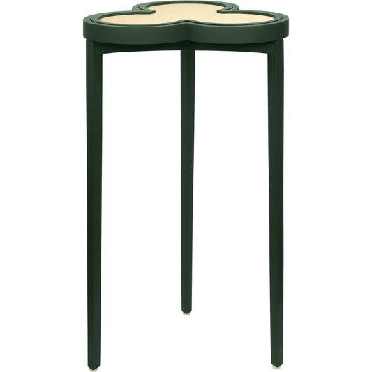 Dylan Clover Cigar Table by Worlds Away. Made from solid wood, mdf, rattan in a eclectic & global style.