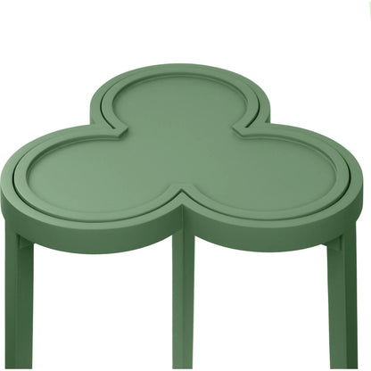 Dylan Clover Cigar Table by Worlds Away. Made from solid wood, mdf, rattan in a eclectic & global style.