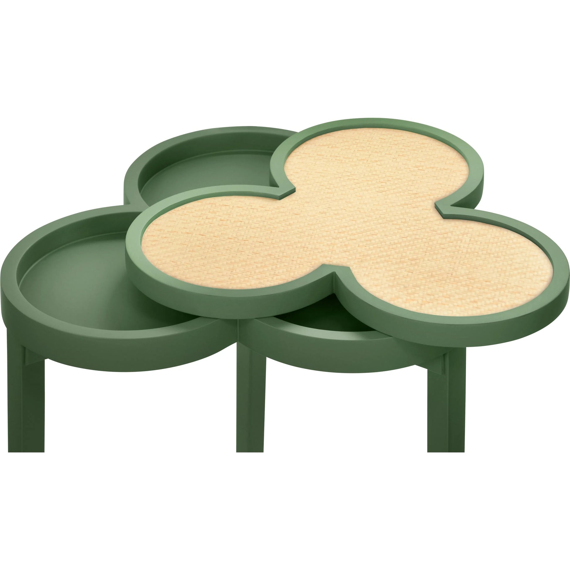 Dylan Clover Cigar Table by Worlds Away. Made from solid wood, mdf, rattan in a eclectic & global style.
