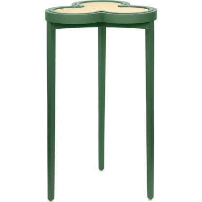 Dylan Clover Cigar Table by Worlds Away. Made from solid wood, mdf, rattan in a eclectic & global style.