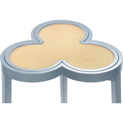 Dylan Clover Cigar Table by Worlds Away. Made from solid wood, mdf, rattan in a eclectic & global style.