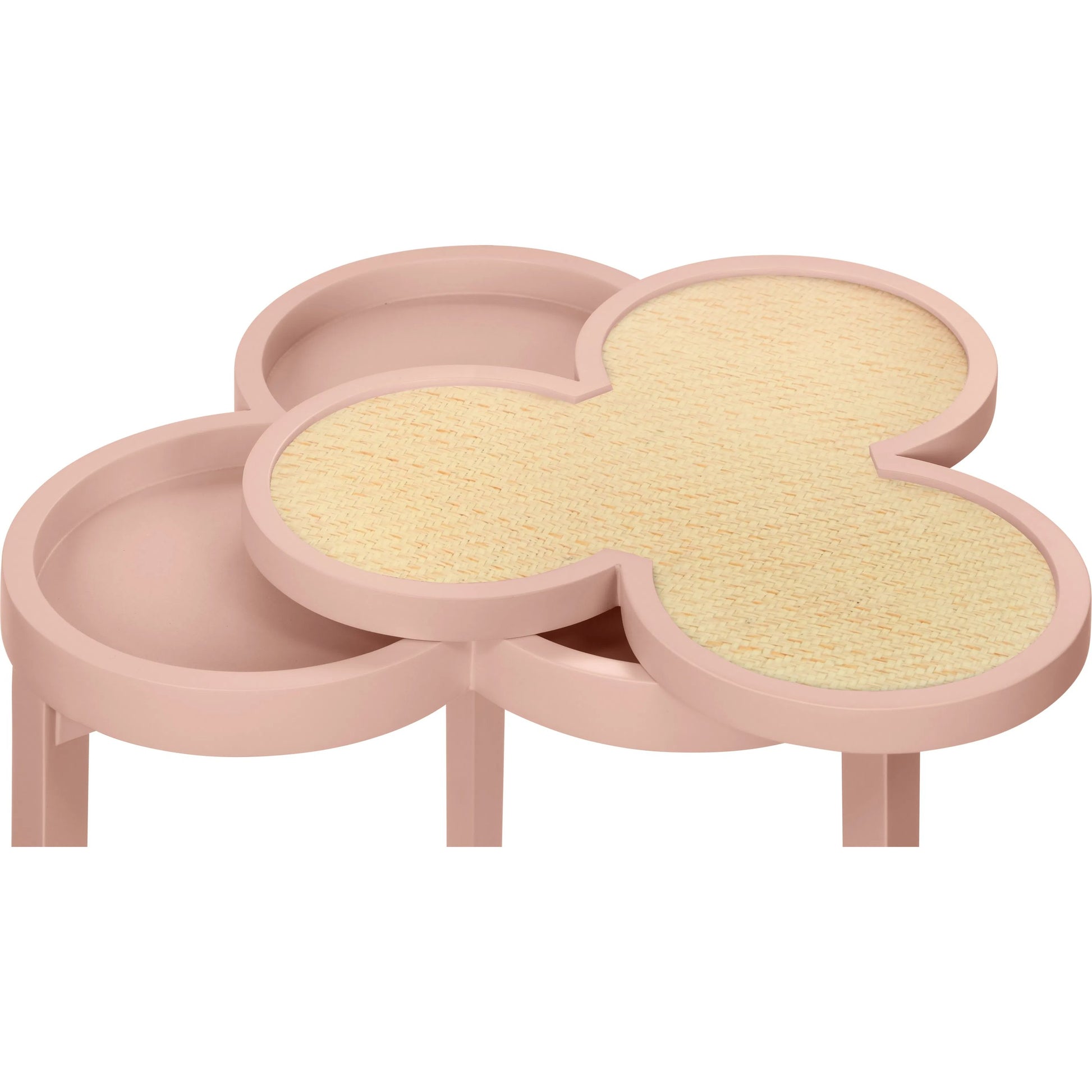 Dylan Clover Cigar Table by Worlds Away. Made from solid wood, mdf, rattan in a eclectic & global style.