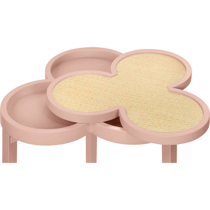 Dylan Clover Cigar Table by Worlds Away. Made from solid wood, mdf, rattan in a eclectic & global style.