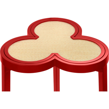 Dylan Clover Cigar Table by Worlds Away. Made from solid wood, mdf, rattan in a eclectic & global style.