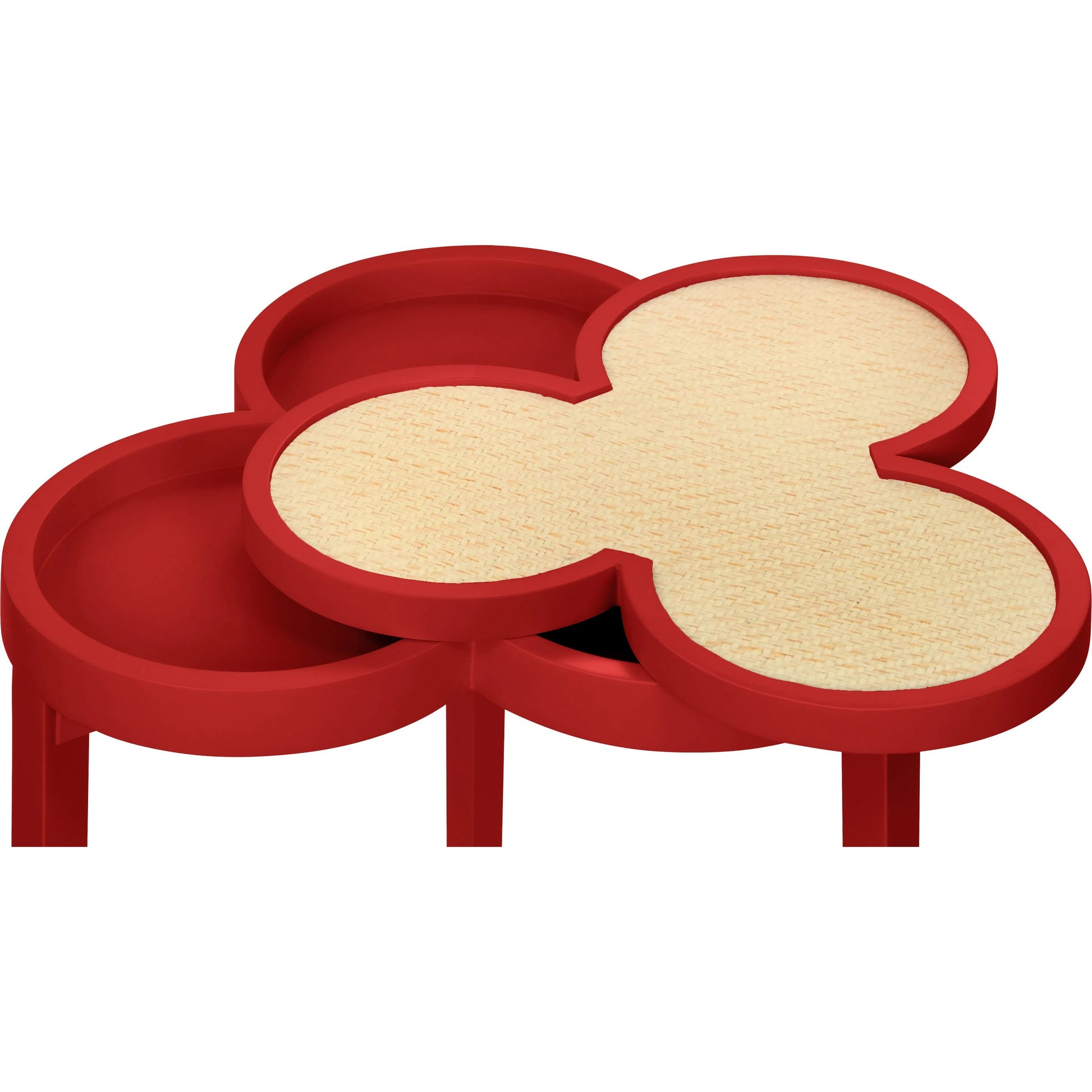 Dylan Clover Cigar Table by Worlds Away. Made from solid wood, mdf, rattan in a eclectic & global style.