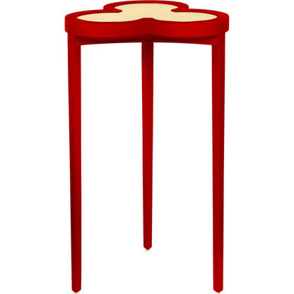Dylan Clover Cigar Table by Worlds Away. Made from solid wood, mdf, rattan in a eclectic & global style.