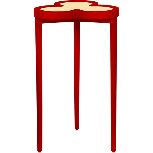 Dylan Clover Cigar Table by Worlds Away. Made from solid wood, mdf, rattan in a eclectic & global style.