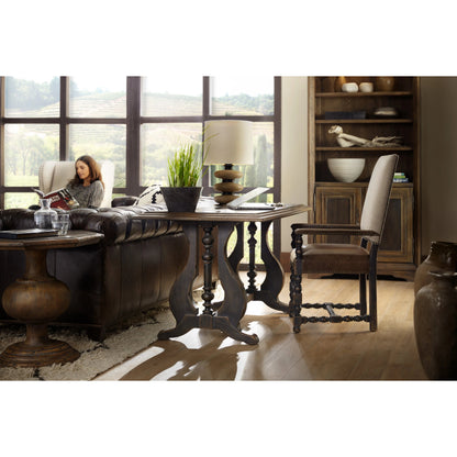 Mason End Table by Hooker Furniture in saddle brown. Made from white oak veneers, resin in a traditional style.