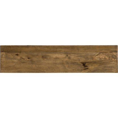 Serramonte Entertainment Console by Hooker Furniture in medium mango. Made from mango wood, metal, german silver in a modern style.