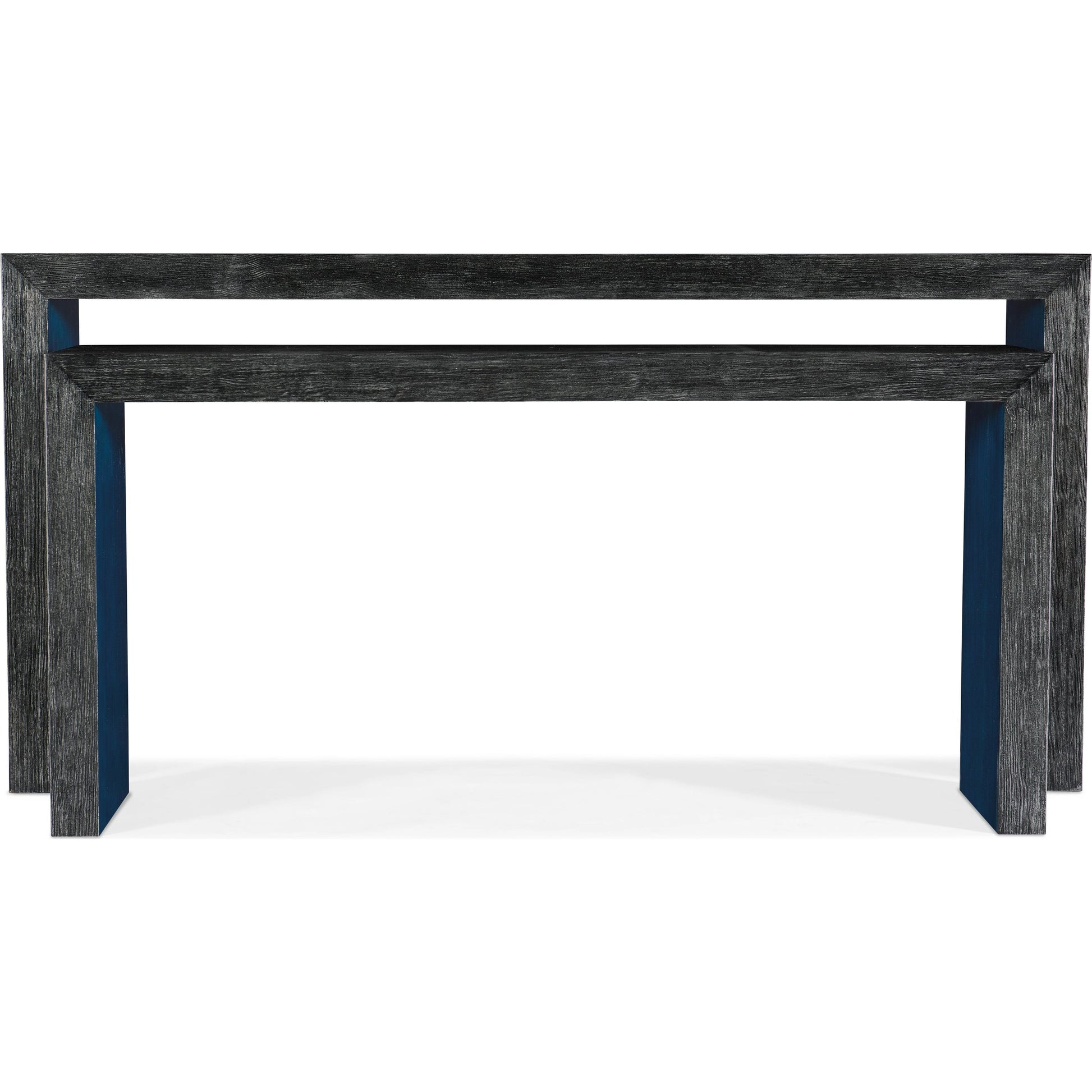 Melange Halen Nesting Sofa Tables by Hooker Furniture in black, blue. Made from pine, maple veneers in a modern style.