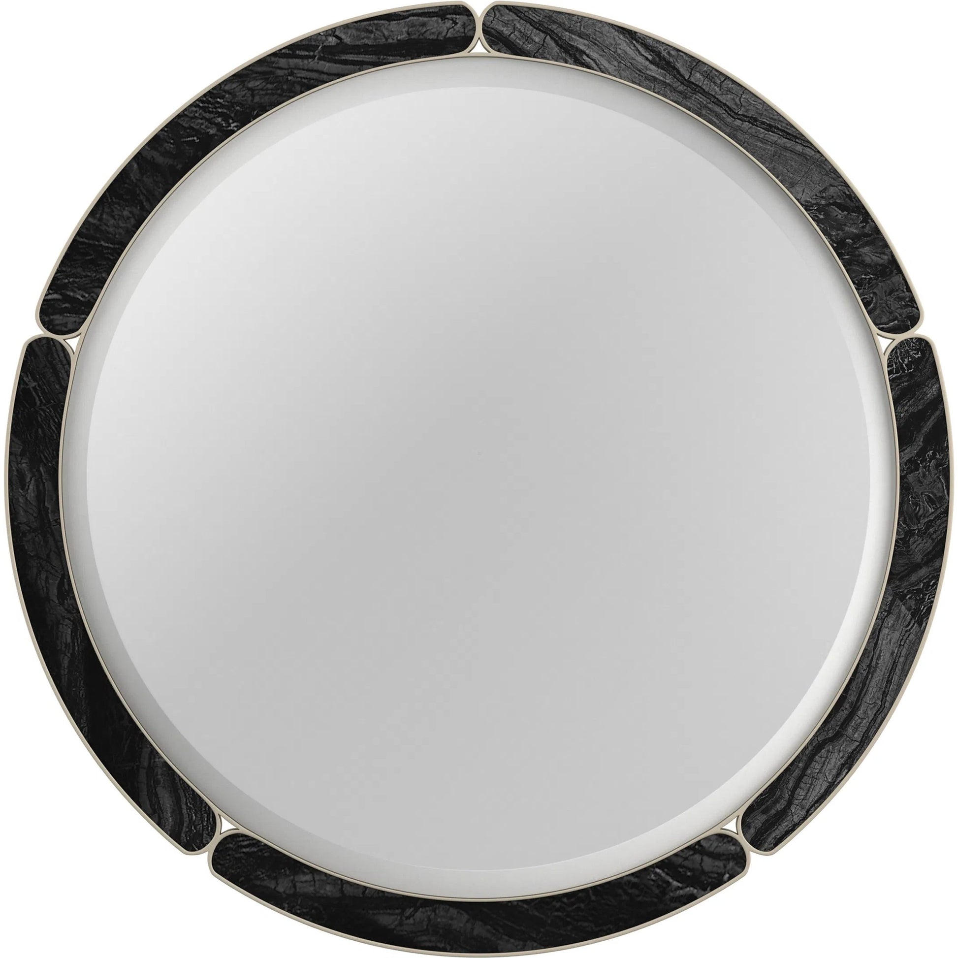 Cabochon Mirror by Caracole in whisper of gold. Made from metal, mirror, stone in a unique style.