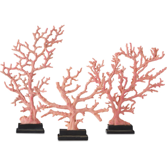 Coral Branches Set by Currey and Company in antique red, pale pink, black. Made from composite in a coastal style.