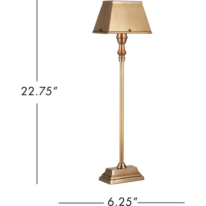 Geddy Table Lamp by Currey and Company in antique brass. Made from brass in a modern style.
