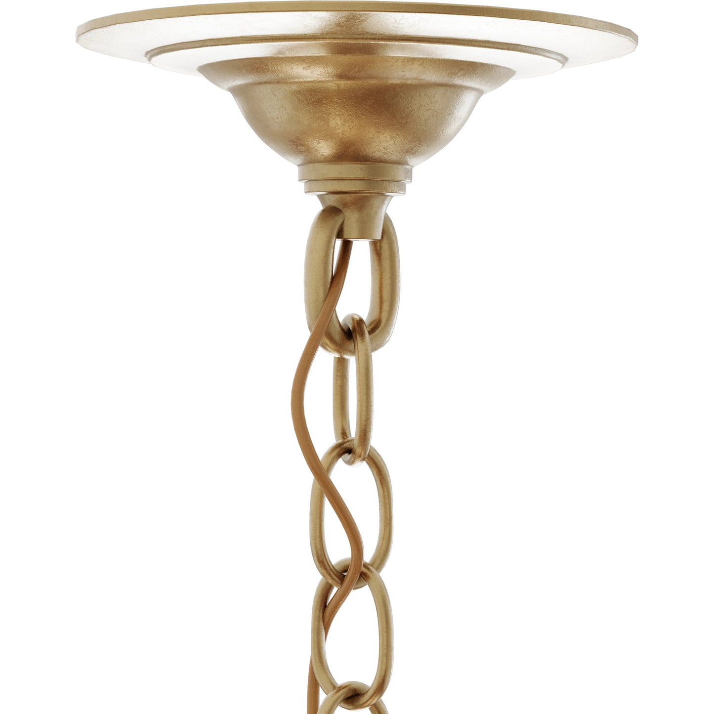 005 S-223683 | Closeup | Purebred Chandelier by Currey and Company in contemporary gold leaf, natural abaca. Made from wrought iron, rope in a modern style.