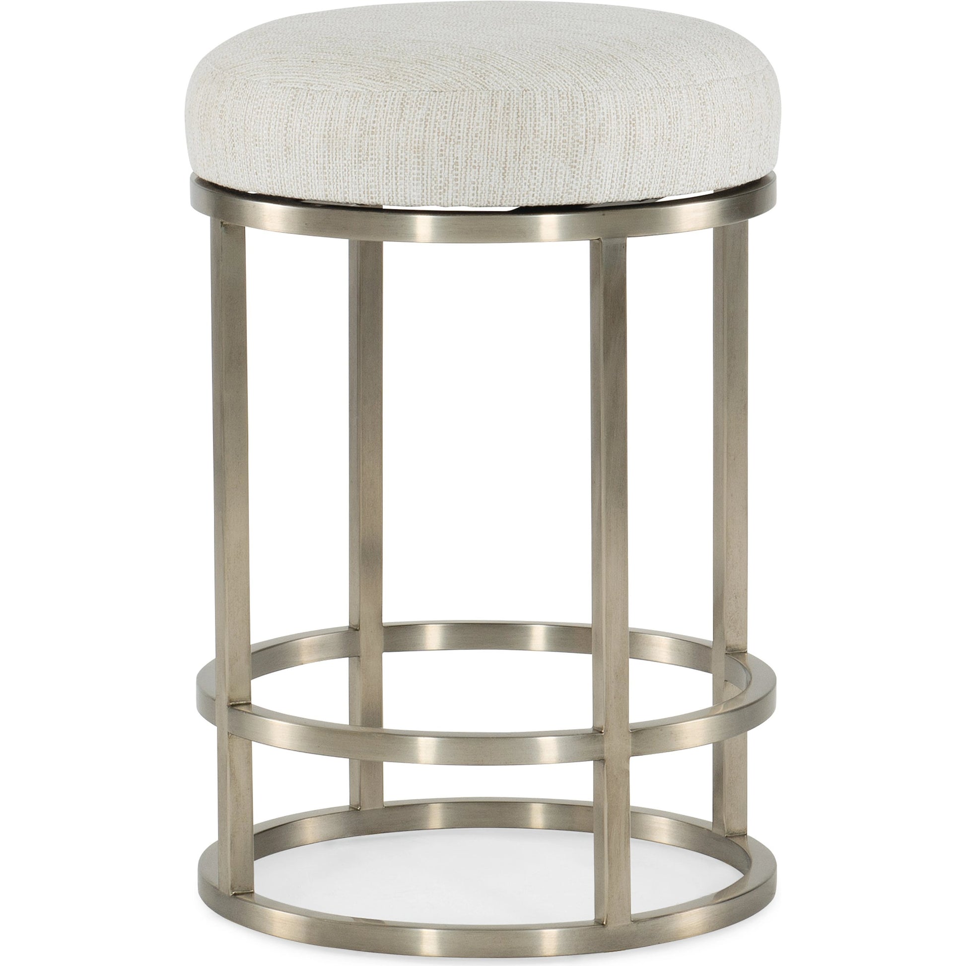 Linville Falls Laurel Creek Counter Stool by Hooker Furniture in beige and remington porcelain, champagne. Made from metal, fabric in a modern style.