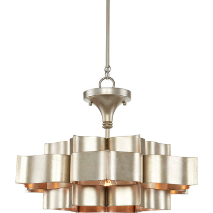 Grand Lotus Pendant/Semi-Flush Mount by Currey and Company. Made from wrought iron in a modern style.