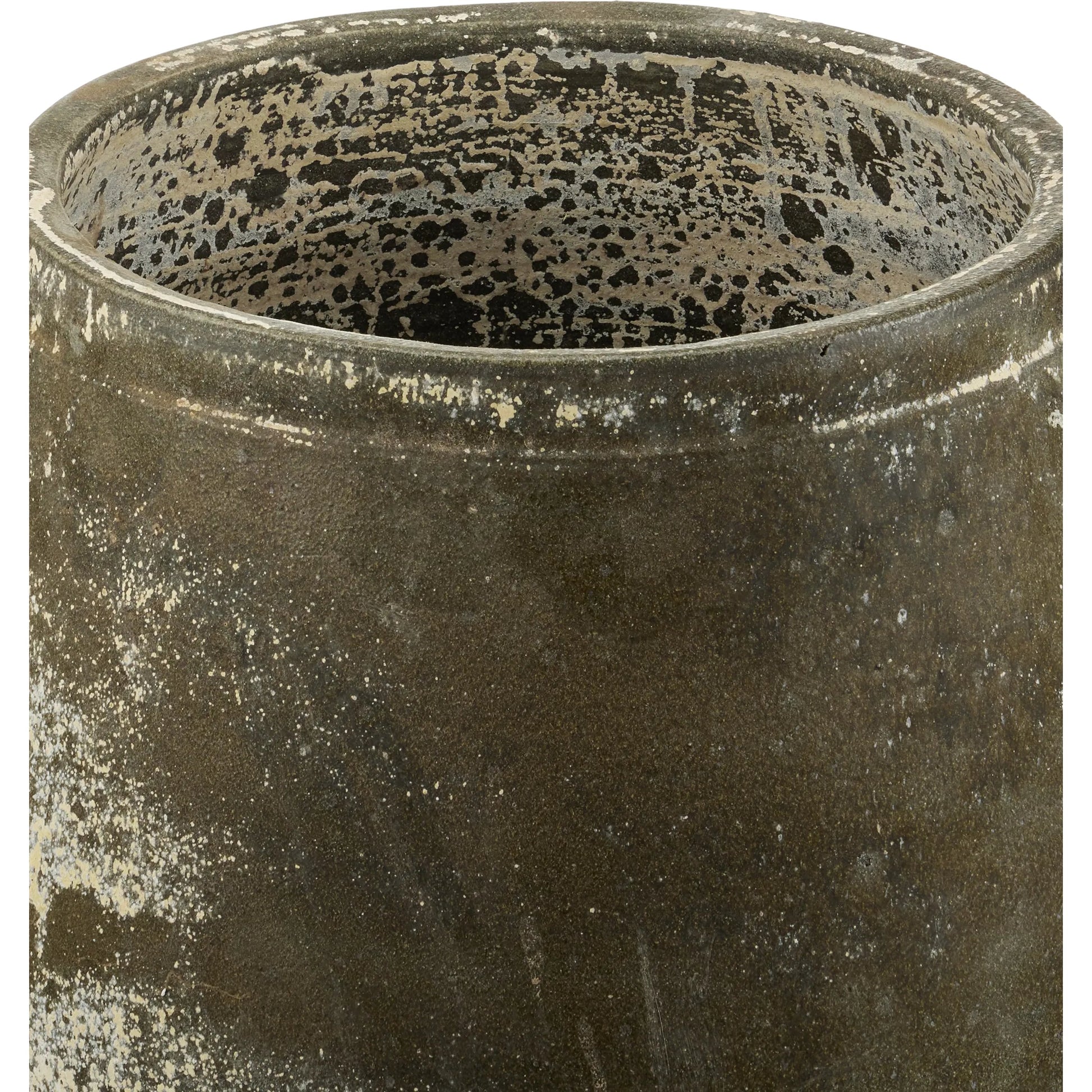 Sicilia Antique White Planter by Currey and Company in greenish white. Made from terracotta in a modern style.