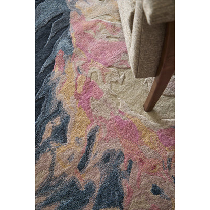Kawai Rug - KAW8985F by Feizy in pink, blue, ivory. Made from wool, viscose in a unique style.