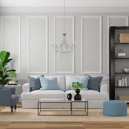 Ella 6-Light Classic Candle Chandelier by Lumanity in silver. Made from iron, glass in a modern style.