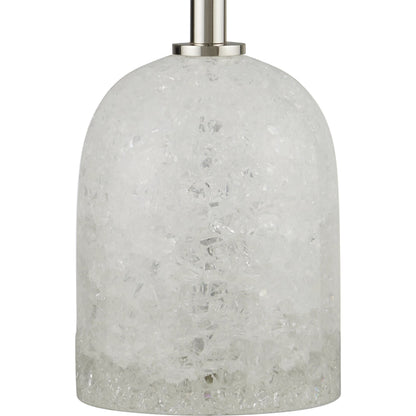 Craquelle Table Lamp by Currey and Company in clear crackle, polished nickel. Made from glass, metal in a modern style.