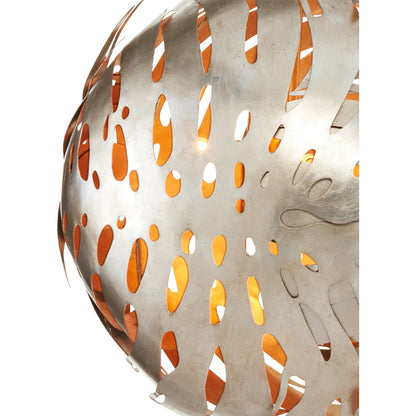 Elder Orb Chandelier by Currey and Company in contemporary silver leaf, contemporary gold leaf. Made from wrought iron in a eclectic & global style.