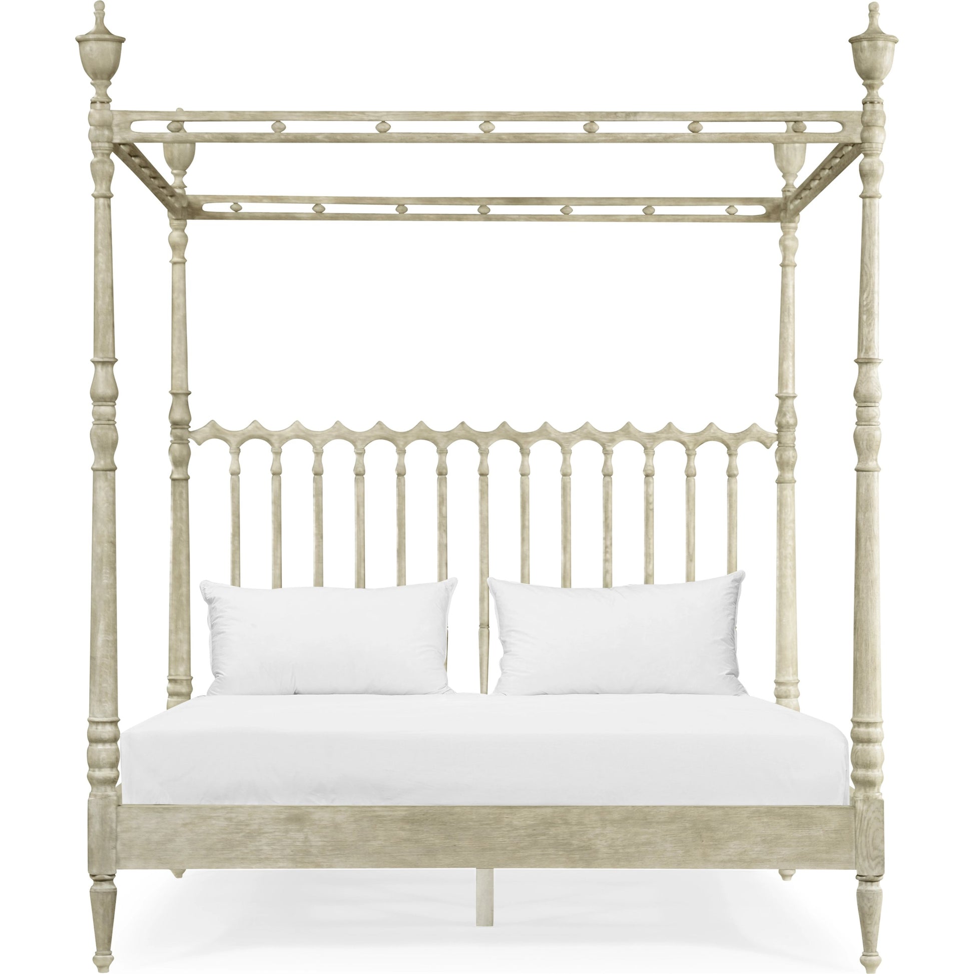 William Yeoward Morris King Bed by Jonathan Charles in grey and greyed oak. Made from oak in a cottage & farmhouse style.