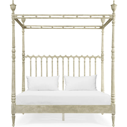 William Yeoward Morris King Bed by Jonathan Charles in grey and greyed oak. Made from oak in a cottage & farmhouse style.