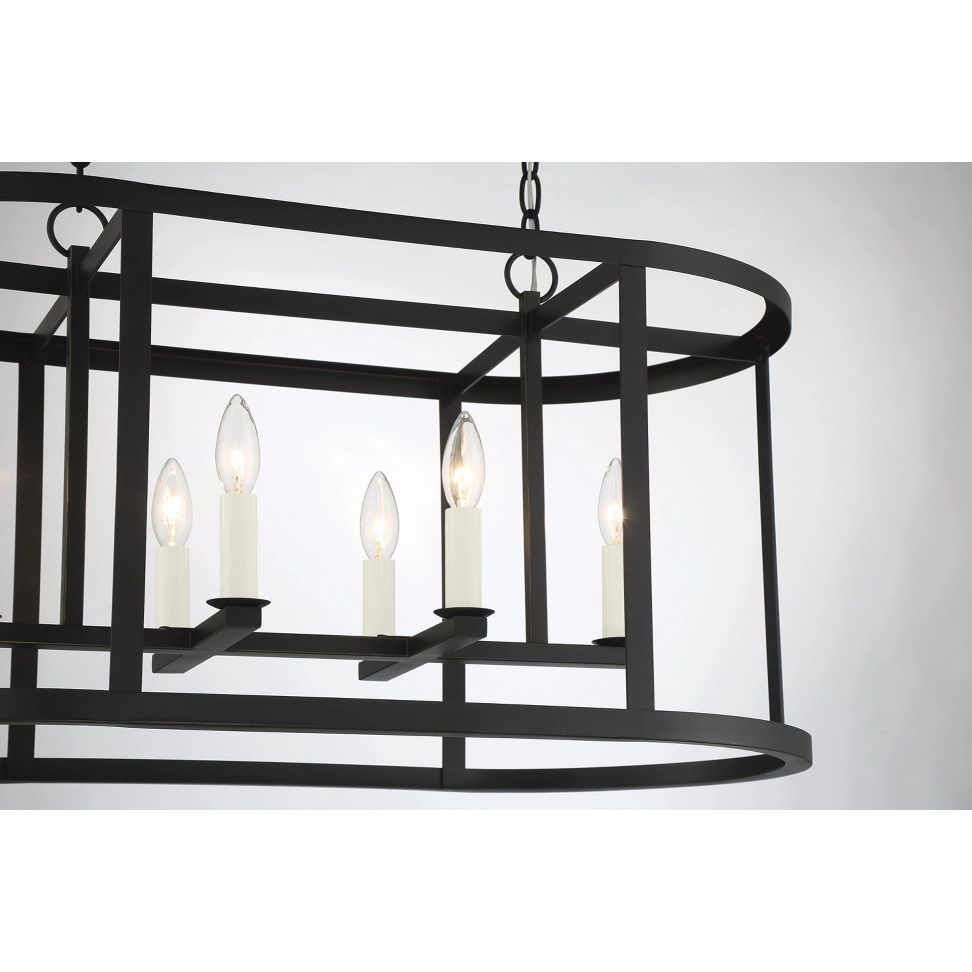 Bryant Linear Chandelier by Lumanity in oil rubbed bronze. Made from iron in a traditional style.
